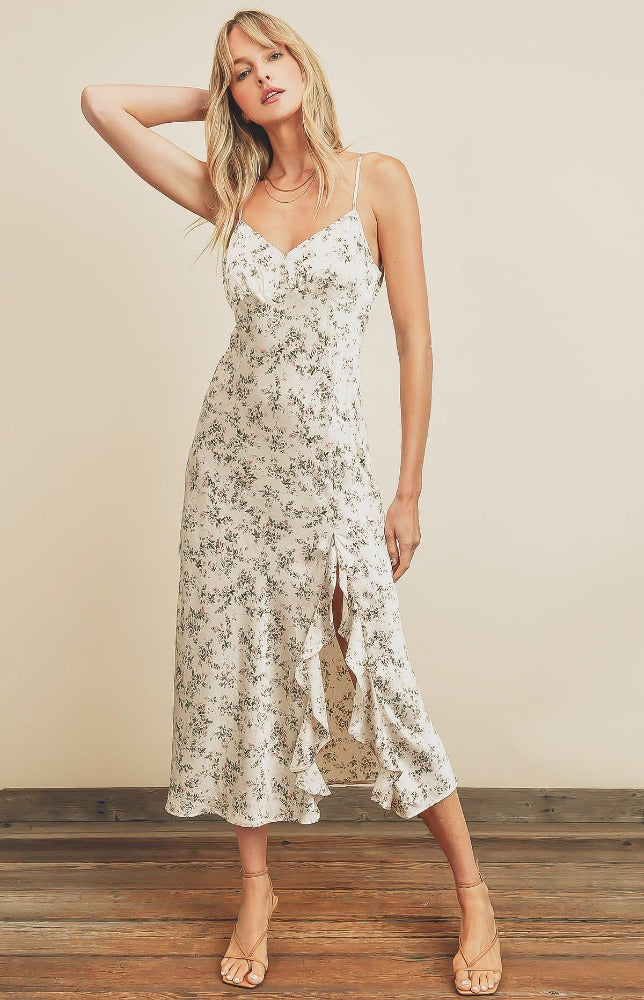 Women's Ruffle Trim Detail Dress - White Multi, Size XL by Venus